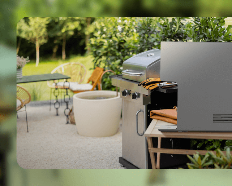 アウトドアにも置けることを表す写真