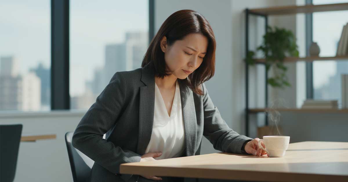 カフェインでおなかが痛くなる女性