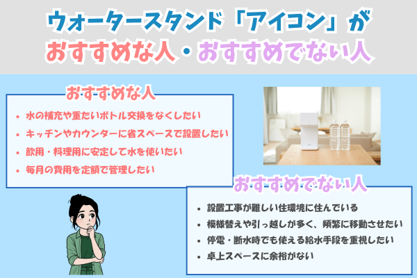 ウォータースタンド「アイコン」がおすすめな人・おすすめでない人