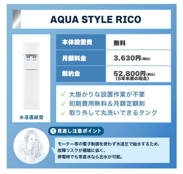 AQUA STYLE RICOは工事不要の給水型ウォーターサーバー
