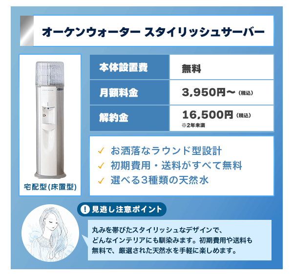 オーケンウォーター スタイリッシュサーバーは丸型設計