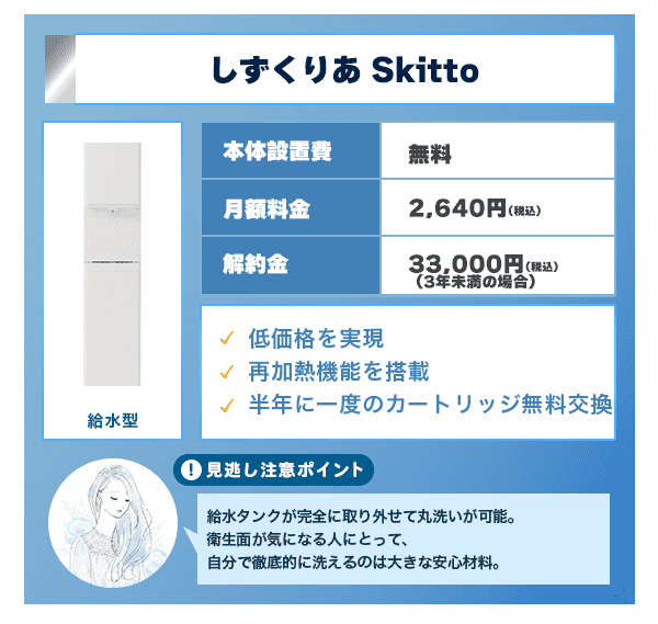 しずくりあ Skittoはコスパ重視の浄水型ウォーターサーバー