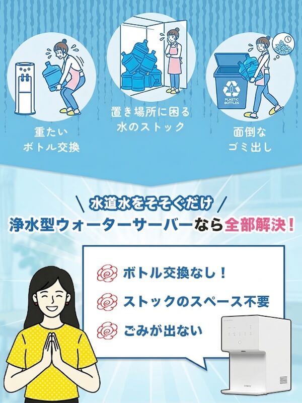 浄水型ウォーターサーバーのメリット
