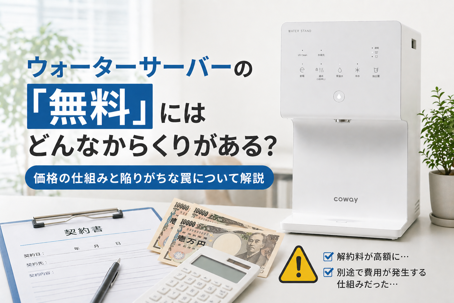 ウォーターサーバーの「無料」にはどんなからくりがある？価格の仕組みと陥りがちな罠について解説